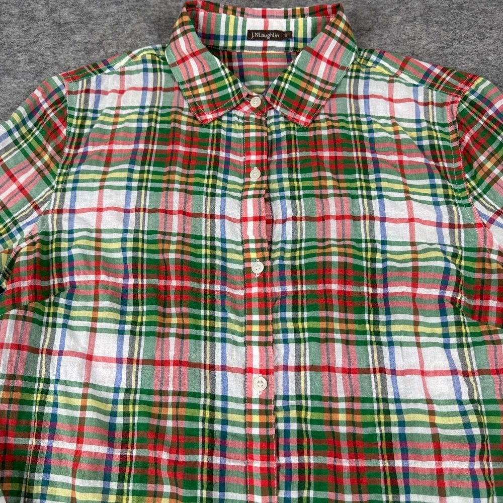 J McLaughlin Louis Button Up Shirt Long Sleeve Plaid Womens Small S - Picture 2 of 11